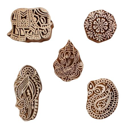 Set of 5 Piece New Mix Wooden Printing Blocks